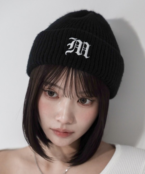 me+em select(ミームセレクト)の「M LOGO embroidery knit beanie / M LOGO 刺繍ニットビーニー(ニットキャップ/ビーニー・レディース・ブラック・FREE)」の18枚目の写真