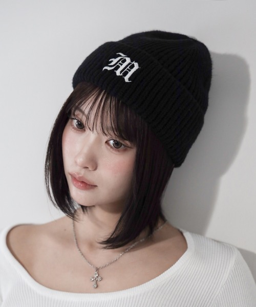 me+em select(ミームセレクト)の「M LOGO embroidery knit beanie / M LOGO 刺繍ニットビーニー(ニットキャップ/ビーニー・レディース・ブラック・FREE)」の19枚目の写真