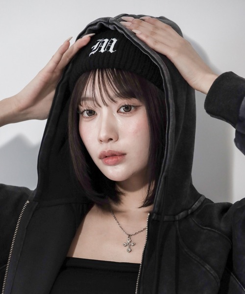 me+em select(ミームセレクト)の「M LOGO embroidery knit beanie / M LOGO 刺繍ニットビーニー(ニットキャップ/ビーニー・レディース・ブラック・FREE)」の12枚目の写真