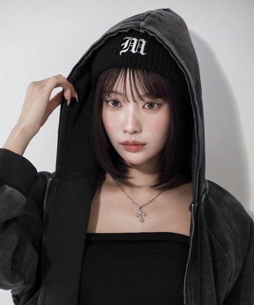 me+em select(ミームセレクト)の「M LOGO embroidery knit beanie / M LOGO 刺繍ニットビーニー(ニットキャップ/ビーニー・レディース・ブラック・FREE)」の13枚目の写真