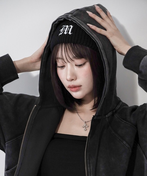 me+em select(ミームセレクト)の「M LOGO embroidery knit beanie / M LOGO 刺繍ニットビーニー(ニットキャップ/ビーニー・レディース・ブラック・FREE)」の14枚目の写真