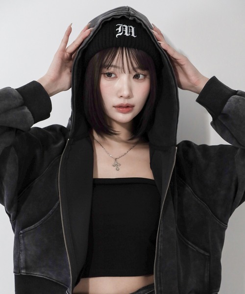 me+em select(ミームセレクト)の「M LOGO embroidery knit beanie / M LOGO 刺繍ニットビーニー(ニットキャップ/ビーニー・レディース・ブラック・FREE)」の15枚目の写真