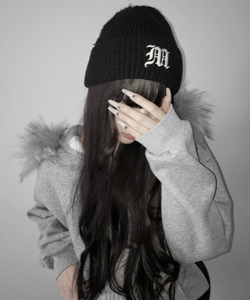 me+em select(ミームセレクト)の「M LOGO embroidery knit beanie / M LOGO 刺繍ニットビーニー(ニットキャップ/ビーニー・レディース・ブラック・FREE)」の11枚目の写真