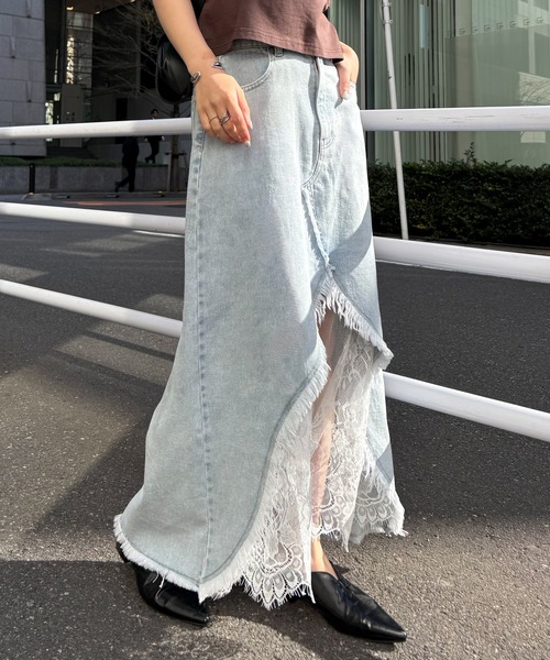 solleim(ソルレム)の「レースレイヤードデニムスカート(デニムスカート・レディース・ブルー/グレー・S/M/L)」の17枚目の写真