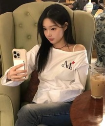 MUCENT | ◇MUCENT◇ブランド直輸入正規品/LOVRITS MINI HEART LOGO ONE SHOULDER T ラブリッツミニハートロゴワンショルダー長袖Tシャツ(Tシャツ/カットソー)