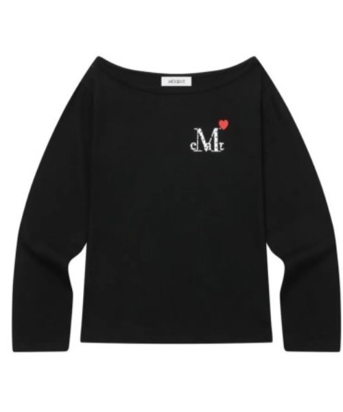 MUCENT（ムセント）の「◇MUCENT◇ブランド直輸入正規品/LOVRITS MINI HEART LOGO ONE SHOULDER T ラブリッツミニハートロゴワンショルダー長袖Tシャツ（Tシャツ/カットソー・レディース・ブラック/ホワイト・FREE）」の13枚目の写真