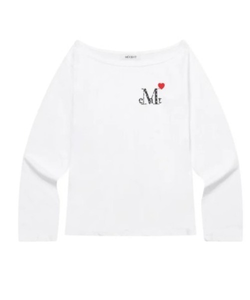 MUCENT（ムセント）の「◇MUCENT◇ブランド直輸入正規品/LOVRITS MINI HEART LOGO ONE SHOULDER T ラブリッツミニハートロゴワンショルダー長袖Tシャツ（Tシャツ/カットソー・レディース・ブラック/ホワイト・FREE）」の16枚目の写真