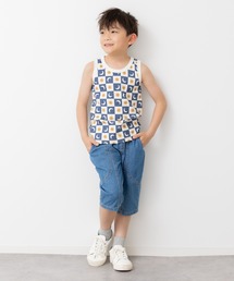 タンクトップ（ブルー・ネイビー/青色系・花柄・ボタニカル柄