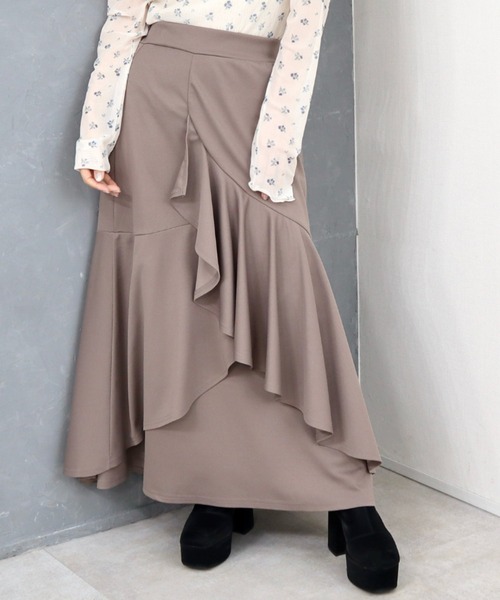 CECIL McBEE(セシルマクビー)の「カットツイルフリルスカート(スカート・レディース・モカ/ブラック・MEDIUM/LARGE)」の2枚目の写真