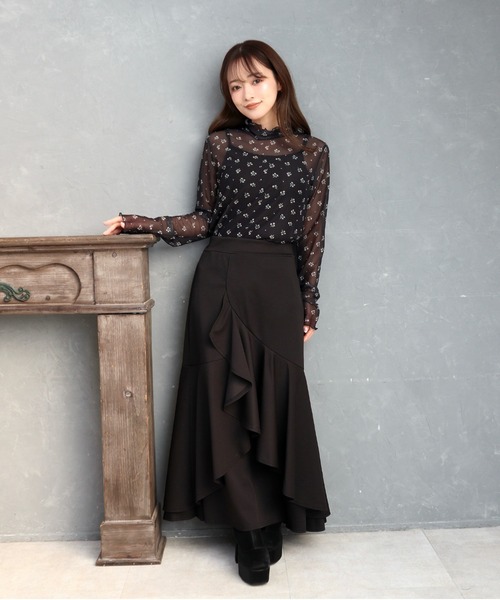 CECIL McBEE(セシルマクビー)の「カットツイルフリルスカート(スカート・レディース・モカ/ブラック・MEDIUM/LARGE)」の3枚目の写真