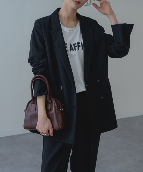 ANNA LUNA(アンナルナ)の「【ANNA LUNA】大人の リネンライク きれいめ ダブルジャケット(テーラードジャケット・レディース・ブラック/ベージュ・MEDIUM)」の2枚目の写真