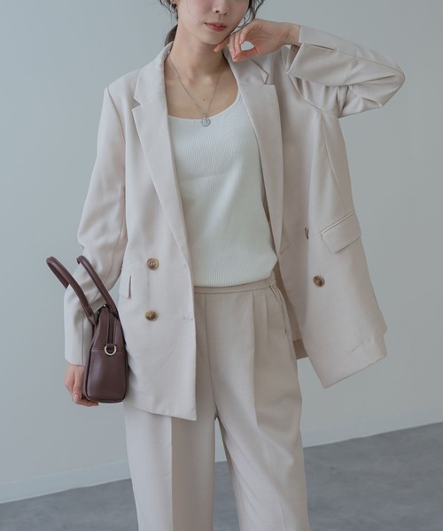 ANNA LUNA(アンナルナ)の「【ANNA LUNA】大人の リネンライク きれいめ ダブルジャケット(テーラードジャケット・レディース・ブラック/ベージュ・MEDIUM)」の18枚目の写真