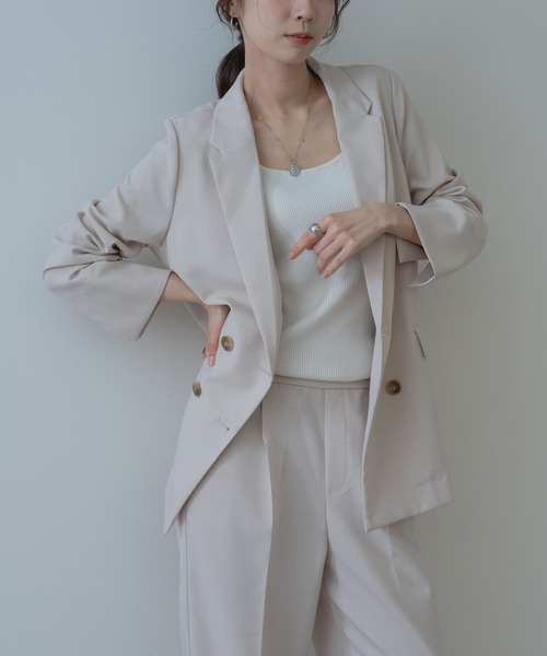 ANNA LUNA(アンナルナ)の「【ANNA LUNA】大人の リネンライク きれいめ ダブルジャケット(テーラードジャケット・レディース・ブラック/ベージュ・MEDIUM)」の11枚目の写真
