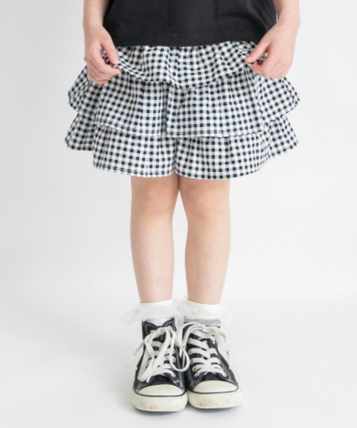 BRANSHES（ブランシェス）の「フリルスカート風ショートパンツ（その他パンツ・キッズ・ブラック/サックスブルー/カラフル/ベージュ/アイボリー/チャコールグレー・100/120/150/140/110/130/90）」の6枚目の写真