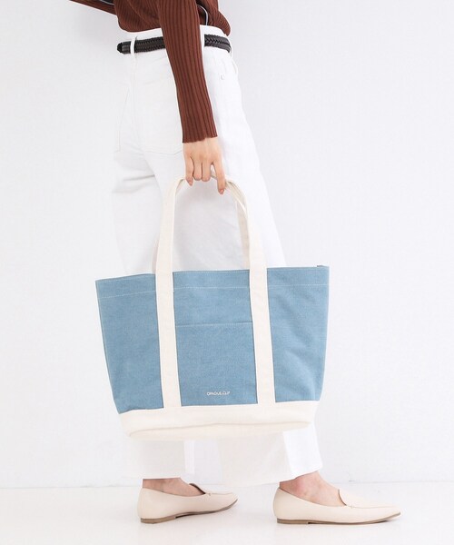 OPAQUE.CLIP（オペークドットクリップ）の「バイカラー帆布BIGトート（トートバッグ・レディース・チャコールグレー/サックスブルー系/ベージュ・00）」の6枚目の写真