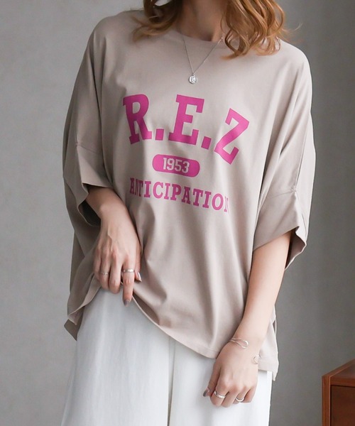 Social GIRL（ソーシャルガール）の「【SL】【it】【Social GIRL】スリットドルマンムジロゴTシャツ（Tシャツ/カットソー・レディース・イエロー/ベージュ系その他/オフホワイト・M）」の2枚目の写真