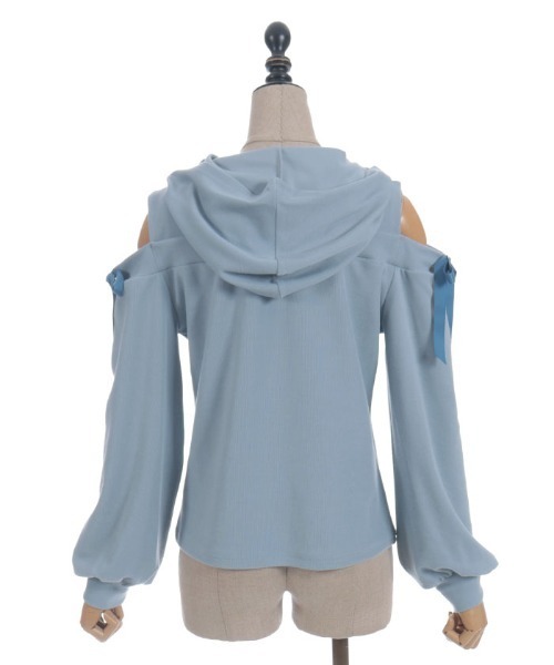 axes femme POETIQUE(アクシーズファムポエティック)の「リボン付きオフショルリブPO(Tシャツ/カットソー・レディース・サックスブルー/ブラック/ピンク・MEDIUM)」の17枚目の写真