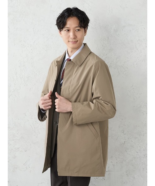 Perfect Suit FActory(パーフェクトスーツファクトリー)の「タフタワッシャー 比翼ステンカラーコート ブラック/ベージュ/ネイビー(その他アウター・メンズ・ベージュ/ネイビー/ブラック・LL/L/M)」の1枚目の写真