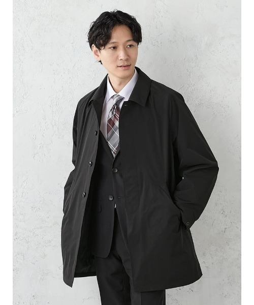 Perfect Suit FActory(パーフェクトスーツファクトリー)の「タフタワッシャー 比翼ステンカラーコート ブラック/ベージュ/ネイビー(その他アウター・メンズ・ベージュ/ネイビー/ブラック・LL/L/M)」の2枚目の写真