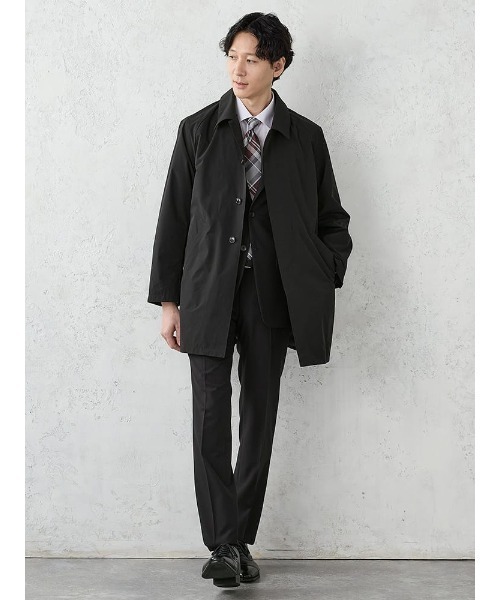 Perfect Suit FActory(パーフェクトスーツファクトリー)の「タフタワッシャー 比翼ステンカラーコート ブラック/ベージュ/ネイビー(その他アウター・メンズ・ベージュ/ネイビー/ブラック・LL/L/M)」の5枚目の写真