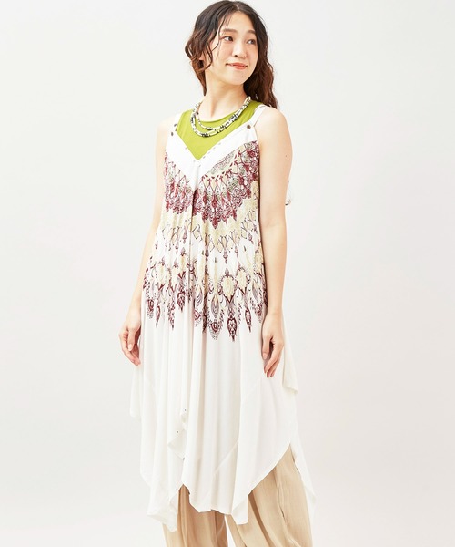 チャイハネ（チャイハネ）の「【チャイハネ】レレリアキャミワンピース サロペット2WAY（ワンピース・レディース・ブルー/ブラック/ホワイト・FREE）」の2枚目の写真