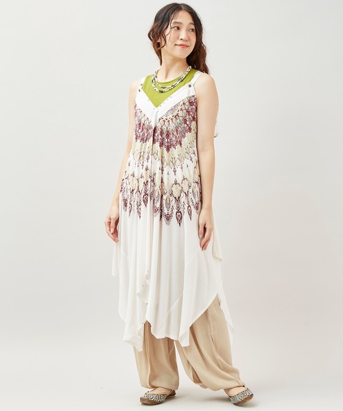 チャイハネ（チャイハネ）の「【チャイハネ】レレリアキャミワンピース サロペット2WAY（ワンピース・レディース・ブルー/ブラック/ホワイト・FREE）」の6枚目の写真