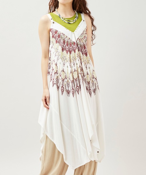 チャイハネ（チャイハネ）の「【チャイハネ】レレリアキャミワンピース サロペット2WAY（ワンピース・レディース・ブルー/ブラック/ホワイト・FREE）」の11枚目の写真