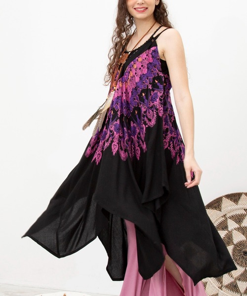 チャイハネ（チャイハネ）の「【チャイハネ】レレリアキャミワンピース サロペット2WAY（ワンピース・レディース・ブルー/ブラック/ホワイト・FREE）」の17枚目の写真