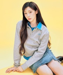 [GISELLEジゼル着用] WOMEN'S COLLAR HALF BUTTON-UP MAN-TO-MAN