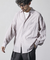 HINSON（ヒンソン）の「HINSON/ヒンソン シアサッカー レギュラーカラー ロングスリーブ チェックシャツ（シャツ/ブラウス）」