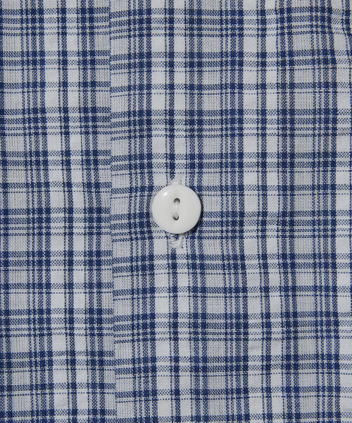 HINSON（ヒンソン）の「HINSON/ヒンソン シアサッカー レギュラーカラー ロングスリーブ チェックシャツ（シャツ/ブラウス・メンズ・ネイビー/ブラウン/グレー・MEDIUM/LARGE）」の4枚目の写真