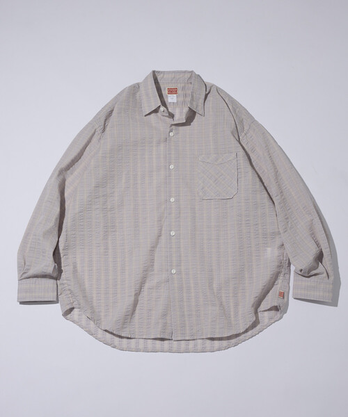 HINSON（ヒンソン）の「HINSON/ヒンソン シアサッカー レギュラーカラー ロングスリーブ チェックシャツ（シャツ/ブラウス・メンズ・ネイビー/ブラウン/グレー・MEDIUM/LARGE）」の16枚目の写真