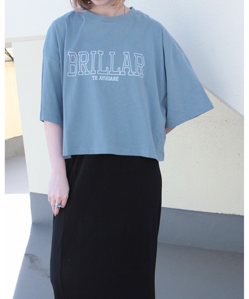 amini(アミニ)の「ロゴワイドカットソー(Tシャツ/カットソー・レディース・ブルー/オフホワイト/ブラック・MEDIUM)」の9枚目の写真