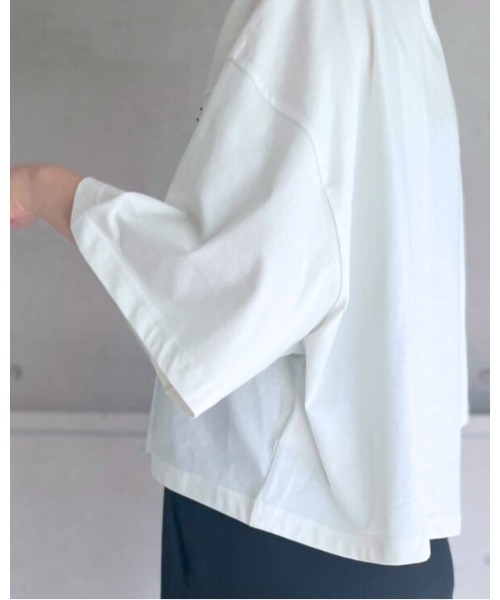 amini(アミニ)の「ロゴワイドカットソー(Tシャツ/カットソー・レディース・ブルー/オフホワイト/ブラック・MEDIUM)」の13枚目の写真