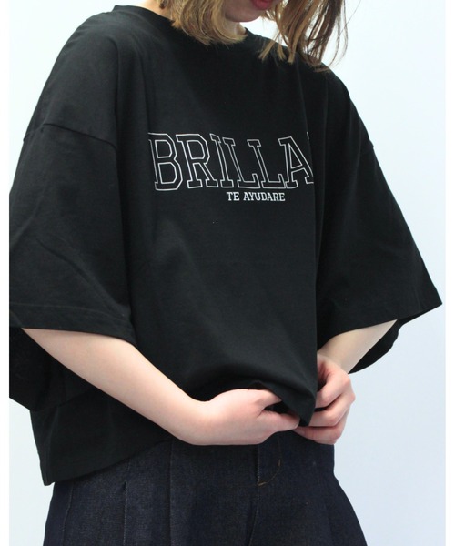 amini(アミニ)の「ロゴワイドカットソー(Tシャツ/カットソー・レディース・ブルー/オフホワイト/ブラック・MEDIUM)」の4枚目の写真