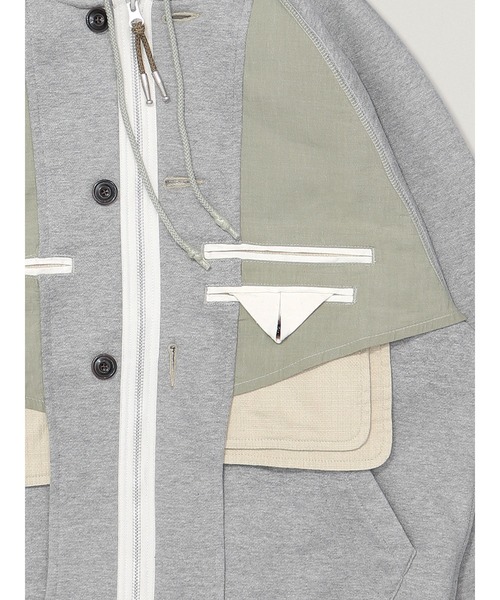 elephant TRIBAL fabrics(エレファントトライバルファブリックス)の「elephant TRIBAL fabrics Inside Out Zip Hoodie(パーカー・メンズ・ブラック/グレー・2/1)」の6枚目の写真