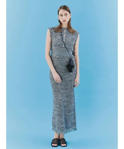 TONAL(トーナル)の「サマーツイードリブニットワンピース(ワンピース・レディース・ブラウン/ピンク/グレー・MEDIUM)」の2枚目の写真