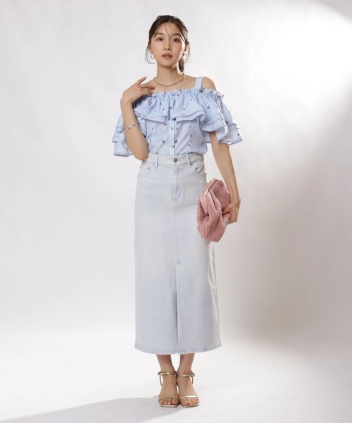 JUSGLITTY（ジャスグリッティー）の「プチボヌールブラウス（シャツ/ブラウス・レディース・ライトブルー/ホワイト系その他・1/2）」の7枚目の写真