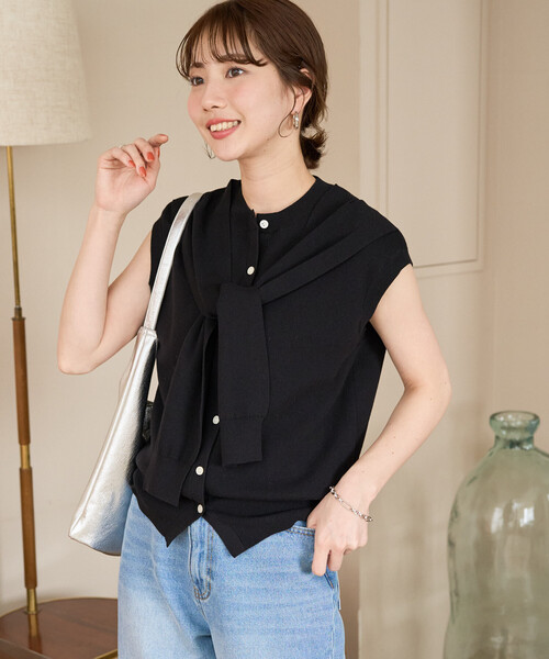 FREAK'S STORE(フリークスストア)の「限定展開 肩掛け フェイクショール ニット トップス(ニット/セーター・レディース・ブラック/サックスブルー/ブラウン/グレー・フリ-)」の15枚目の写真