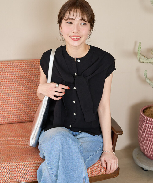 FREAK'S STORE(フリークスストア)の「限定展開 肩掛け フェイクショール ニット トップス(ニット/セーター・レディース・ブラック/サックスブルー/ブラウン/グレー・フリ-)」の20枚目の写真