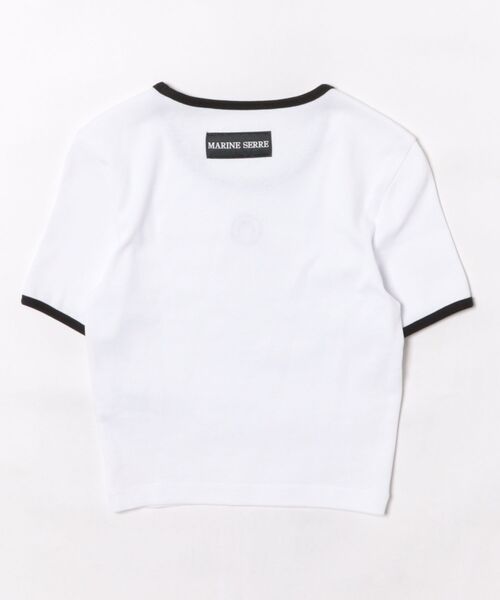 MARINE SERRE（マリーン・セル）の「MOON LOGO BICOLOR JERSEY SS CR（Tシャツ/カットソー・レディース・ホワイト・SMALL）」の2枚目の写真