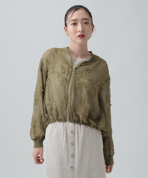 LEPSIM（レプシィム）の「3Dレースギャザーブルゾン　653985（ブルゾン・レディース・ブラウン/ブラック/カーキ・FREE）」の3枚目の写真