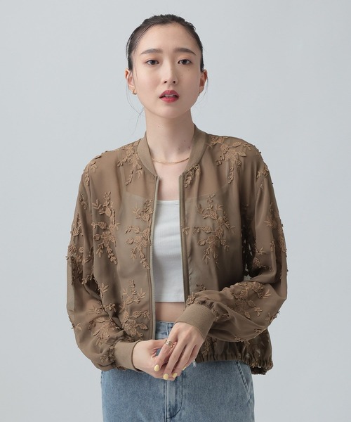 LEPSIM（レプシィム）の「3Dレースギャザーブルゾン　653985（ブルゾン・レディース・ブラウン/ブラック/カーキ・FREE）」の11枚目の写真