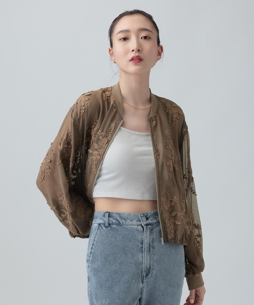 LEPSIM（レプシィム）の「3Dレースギャザーブルゾン　653985（ブルゾン・レディース・ブラウン/ブラック/カーキ・FREE）」の12枚目の写真