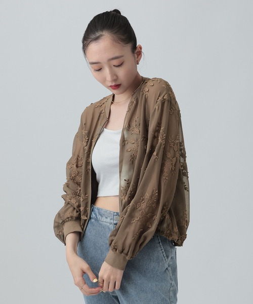 LEPSIM（レプシィム）の「3Dレースギャザーブルゾン　653985（ブルゾン・レディース・ブラウン/ブラック/カーキ・FREE）」の13枚目の写真