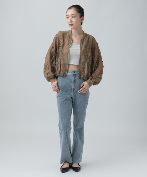 LEPSIM（レプシィム）の「3Dレースギャザーブルゾン　653985（ブルゾン・レディース・ブラウン/ブラック/カーキ・FREE）」の15枚目の写真