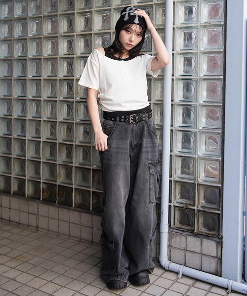 WEGO(ウィゴー)の「WEGO/レイヤードヘンリーネック半袖T(Tシャツ/カットソー・レディース・杢グレー/ホワイト/その他1・FREE)」の16枚目の写真