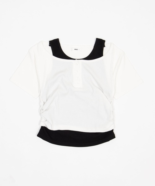 WEGO(ウィゴー)の「WEGO/レイヤードヘンリーネック半袖T(Tシャツ/カットソー・レディース・杢グレー/ホワイト/その他1・FREE)」の22枚目の写真