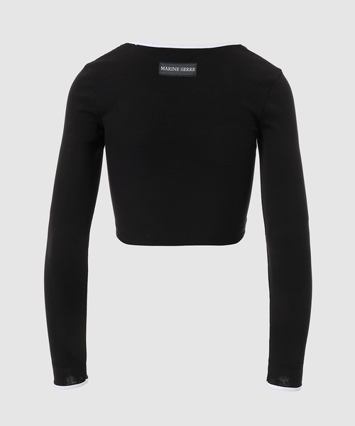 MARINE SERRE（マリーン・セル）の「COTTON BICOLOR JERSEY LS ROUNDNECK T-SHIRT（Tシャツ/カットソー・レディース・ホワイト/ブラック・XS/S/M）」の3枚目の写真