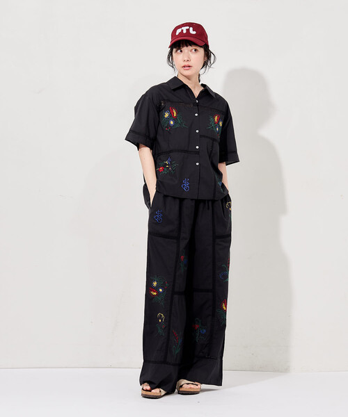 FREAK'S STORE(フリークスストア)の「インド パッチワーク刺繍 イージーパンツ<セットアップ対応>(その他パンツ・レディース・ブラウン/サックスブルー/ブラック/オフホワイト・フリ-)」の3枚目の写真